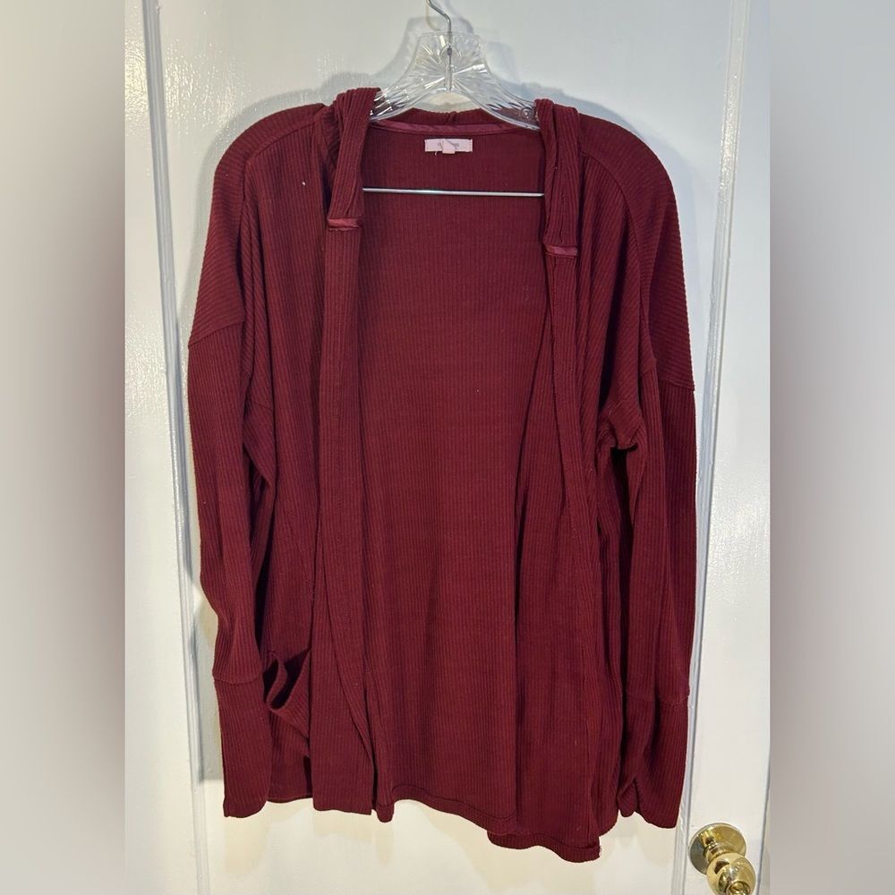 Maurices Womens XL Hoodie/Open Cardigan With Pockets Long Sleeve Maroon